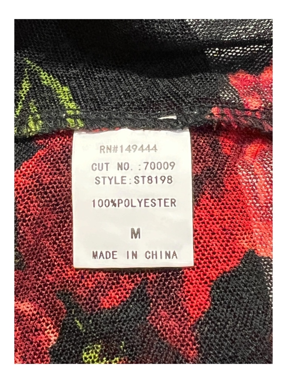 EUC Ember Black Red Rose Sheer Mesh Maxi Duster Open Front | Size M - Picture 8 of 9